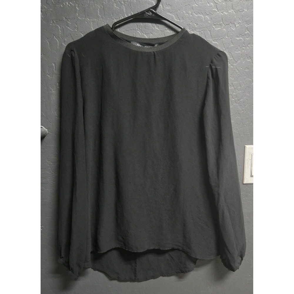 Zara Woman Black Long Sleeve Sheer Blouse Office goth Modern Goth Dark Feminine